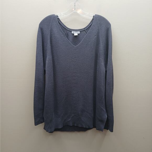 Athleta Merino Wool Blend Hanover V Neck Pullover Sweater Dark Gray Size XL - Picture 1 of 6